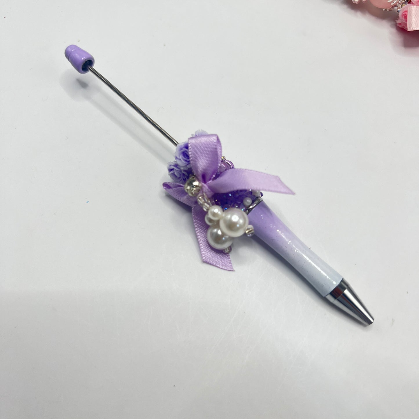 Beadable pen bow pen bow with pearl pen