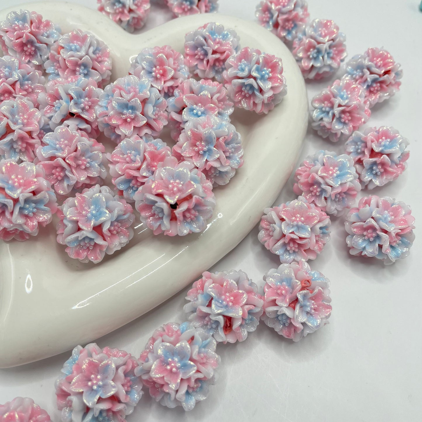 Big flower beads ombre flowers beads soft flower random mix diy beads colored
