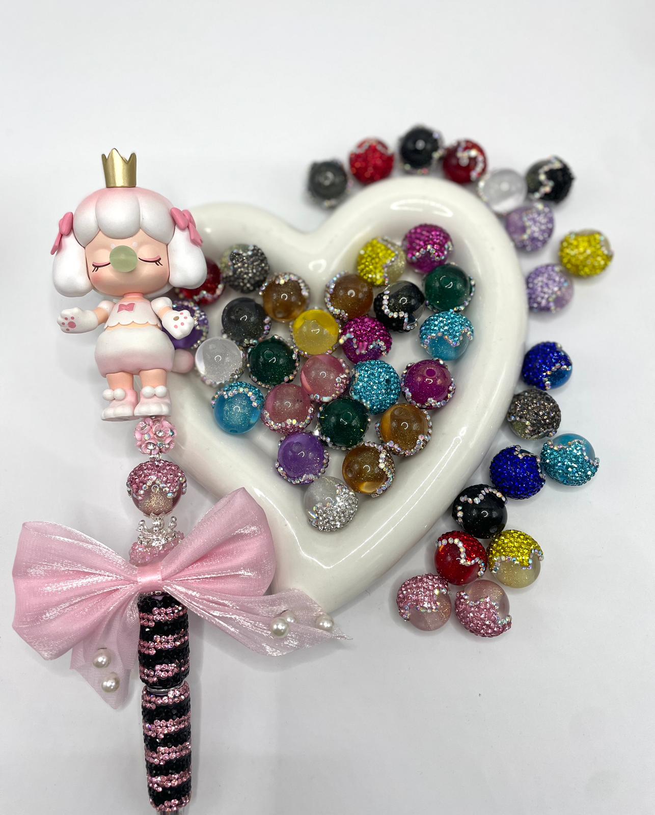new arrivals fancy drip bead with glitter inside acorn bead glitter bead,radom mix color