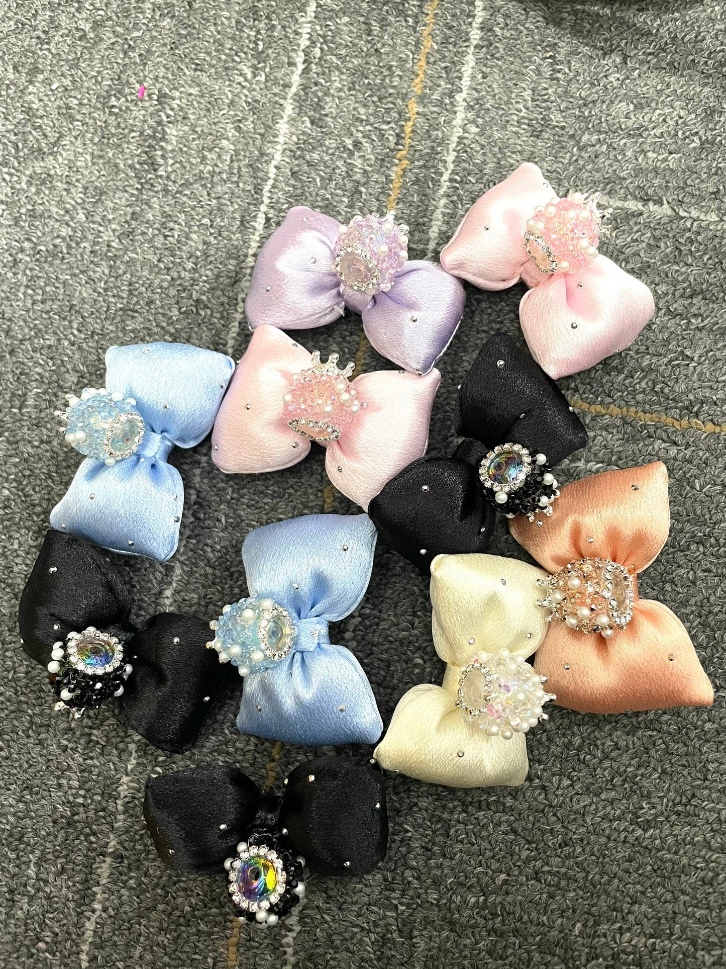textile fabrica with crown bead fancy bead silk bow pillow fancy bead craft with crown organza silk finishing bow ,ornament with pearl and sugar stone, delicate handcraft ,randon mix color