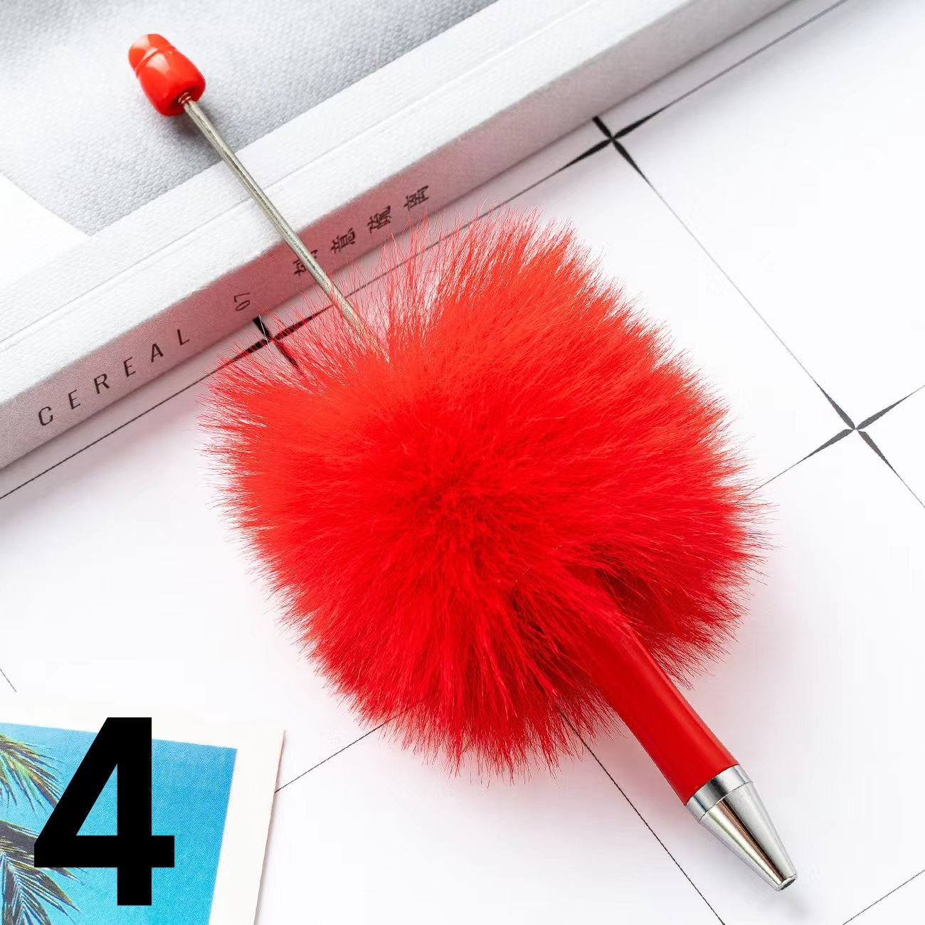 Colored Fluffy Furry Beadable Beaded pen (in the between )