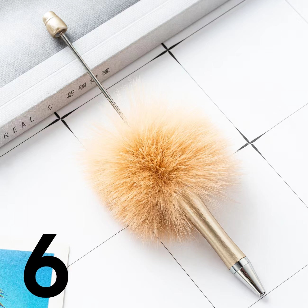 Colored Fluffy Furry Beadable Beaded pen (in the between )