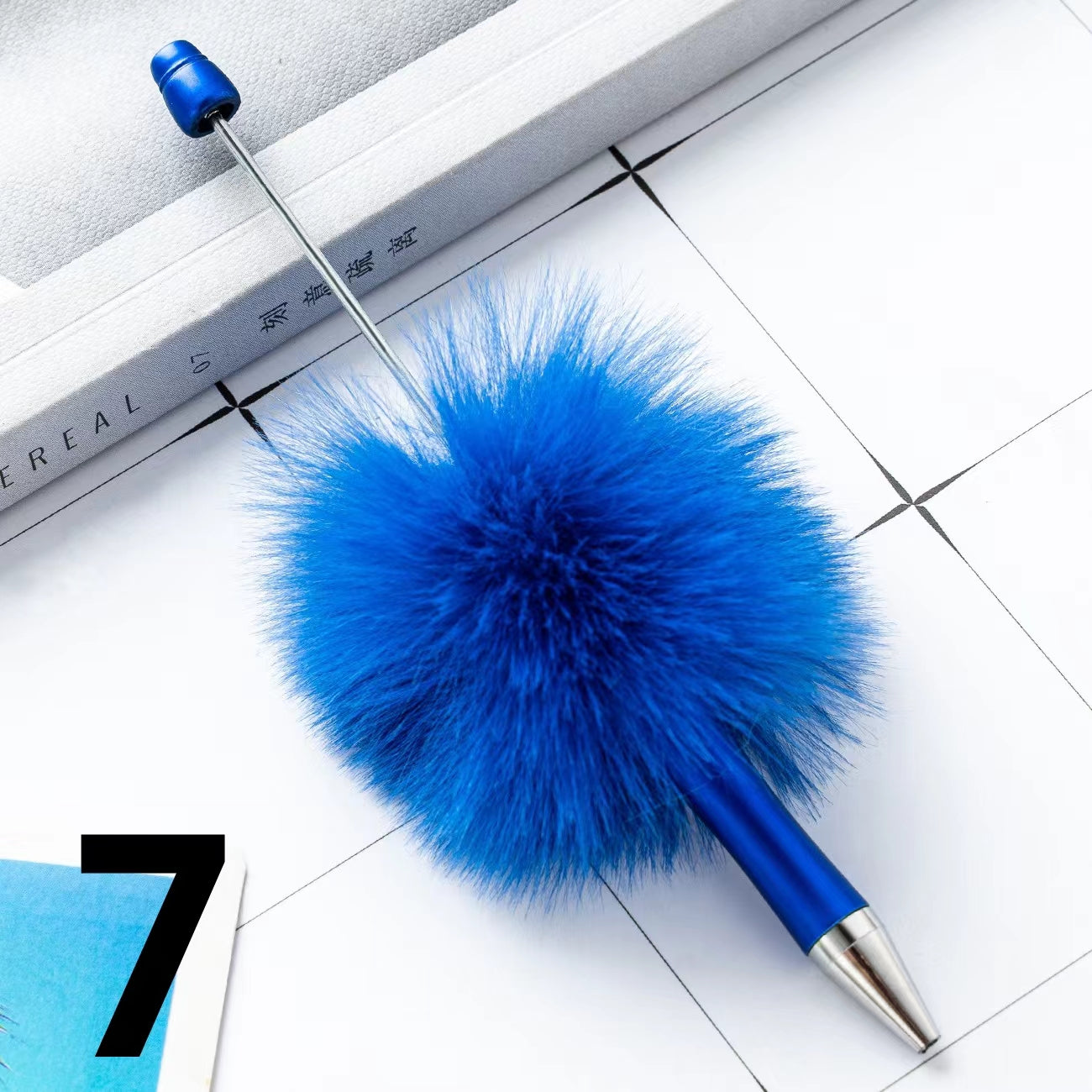 Colored Fluffy Furry Beadable Beaded pen (in the between )