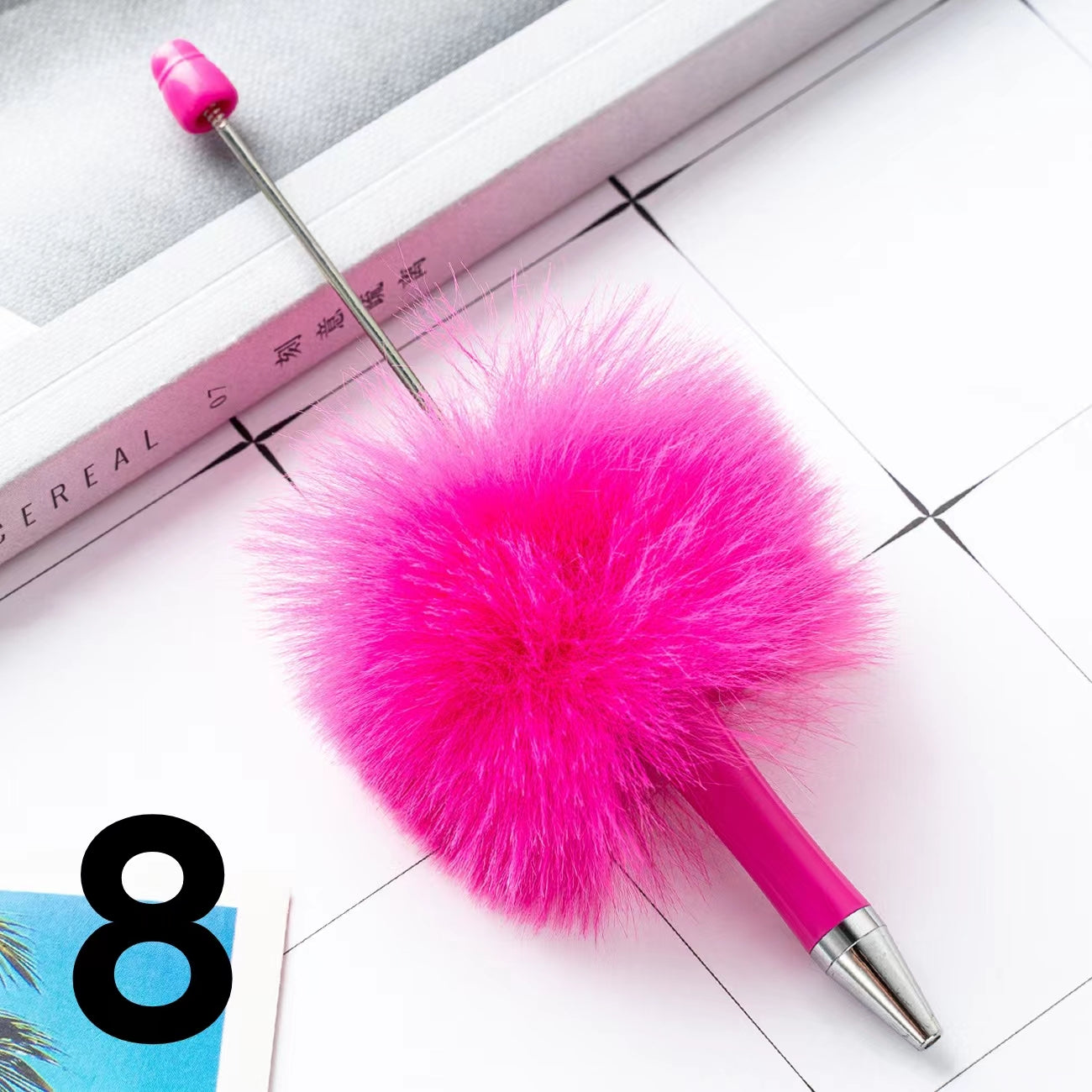 Colored Fluffy Furry Beadable Beaded pen (in the between )