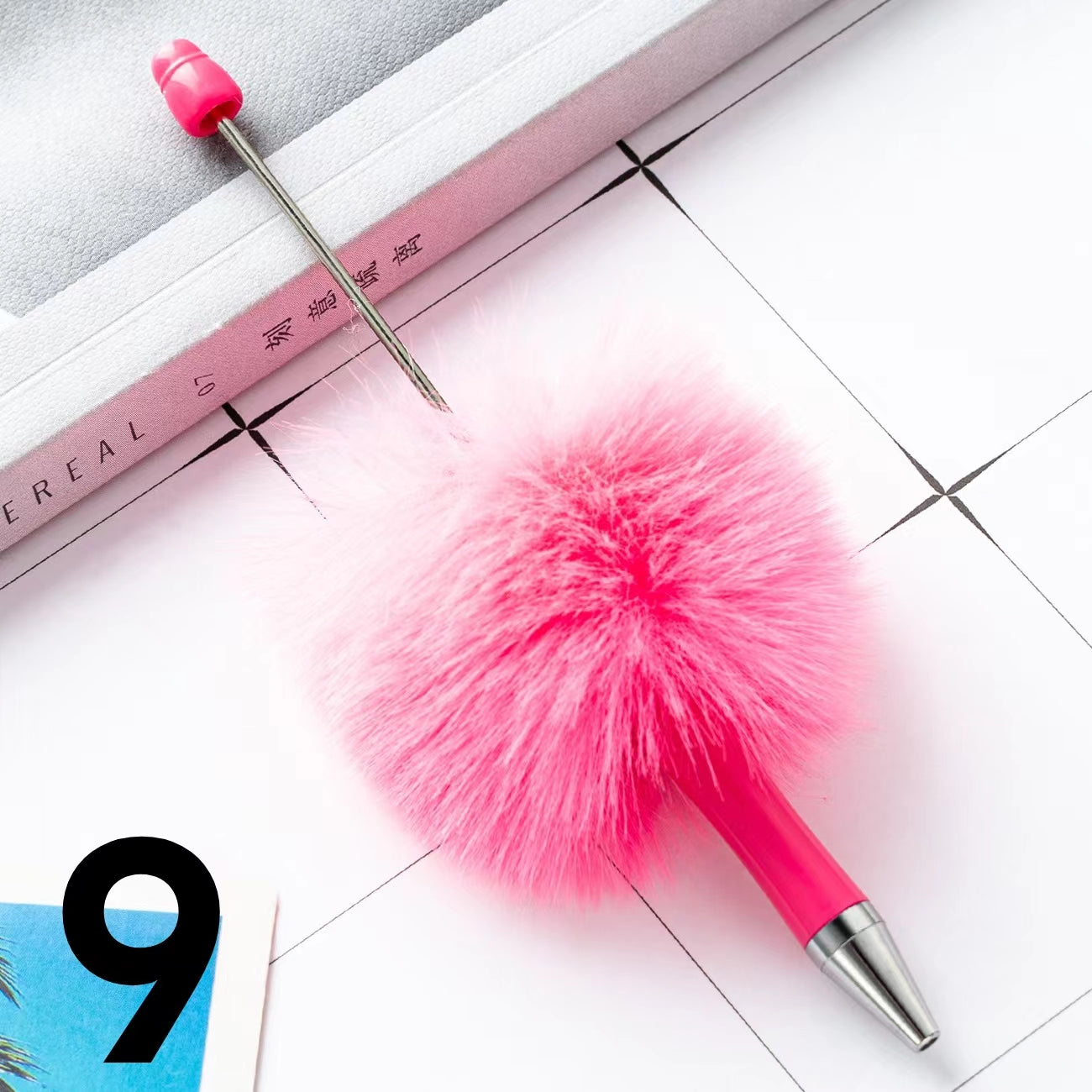 Colored Fluffy Furry Beadable Beaded pen (in the between )