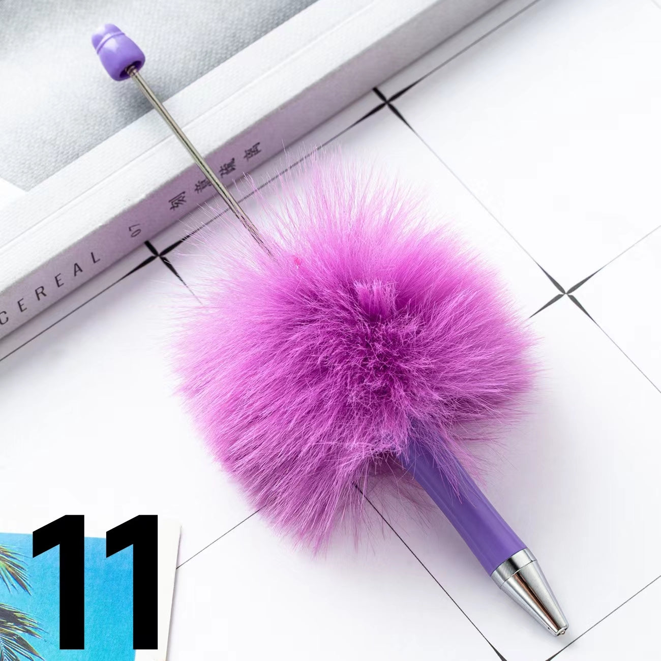 Colored Fluffy Furry Beadable Beaded pen (in the between )