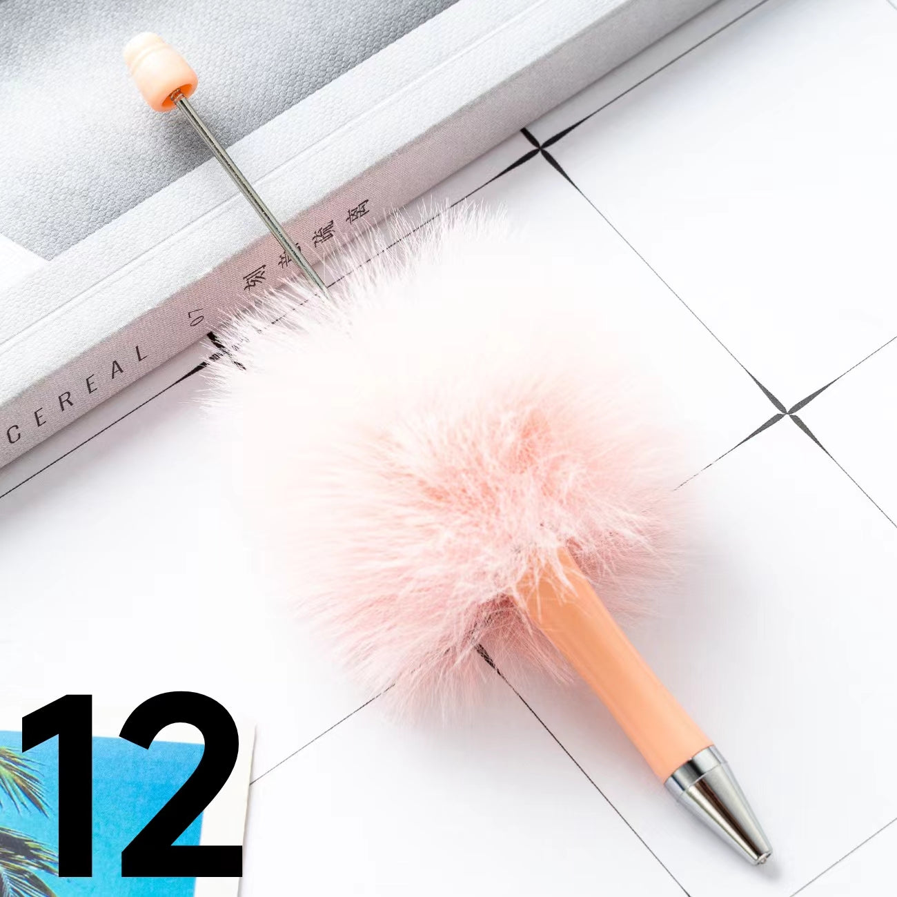 Colored Fluffy Furry Beadable Beaded pen (in the between )