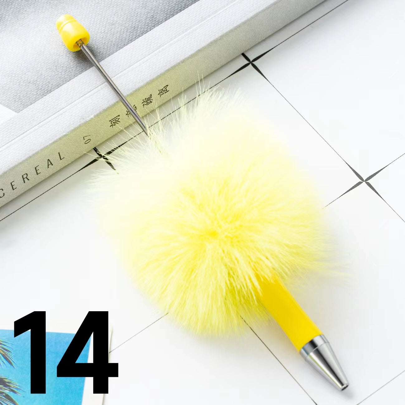 Colored Fluffy Furry Beadable Beaded pen (in the between )