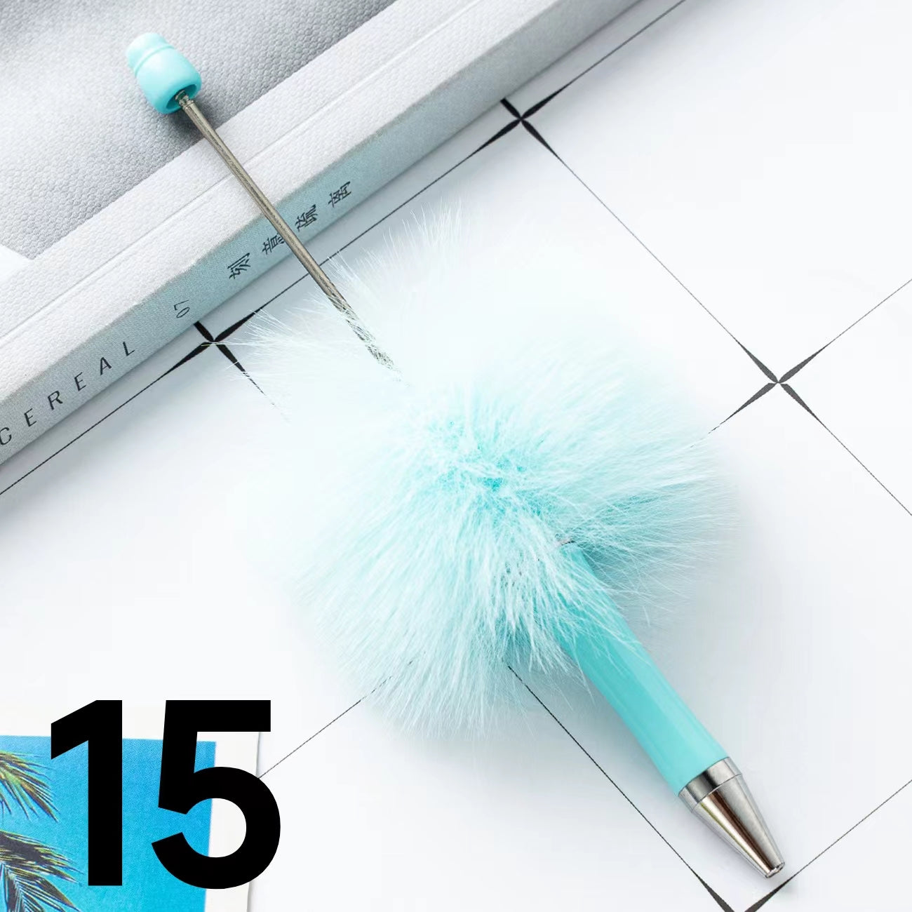 Colored Fluffy Furry Beadable Beaded pen (in the between )