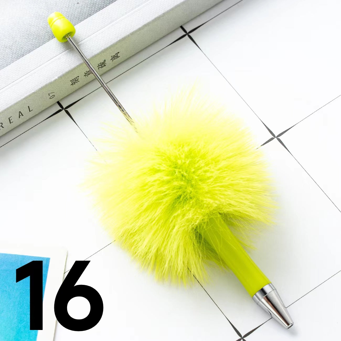 Colored Fluffy Furry Beadable Beaded pen (in the between )