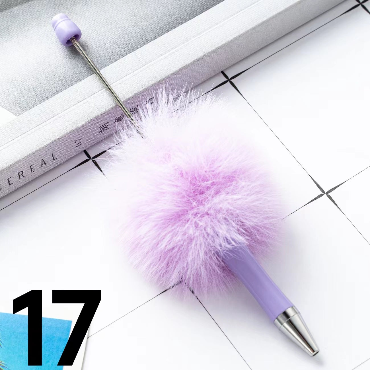 Colored Fluffy Furry Beadable Beaded pen (in the between )