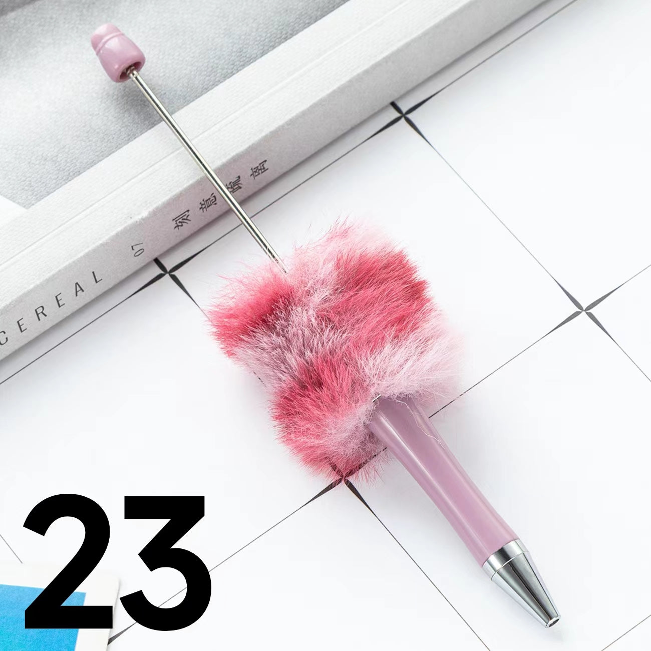 Colored Fluffy Furry Beadable Beaded pen (in the between )