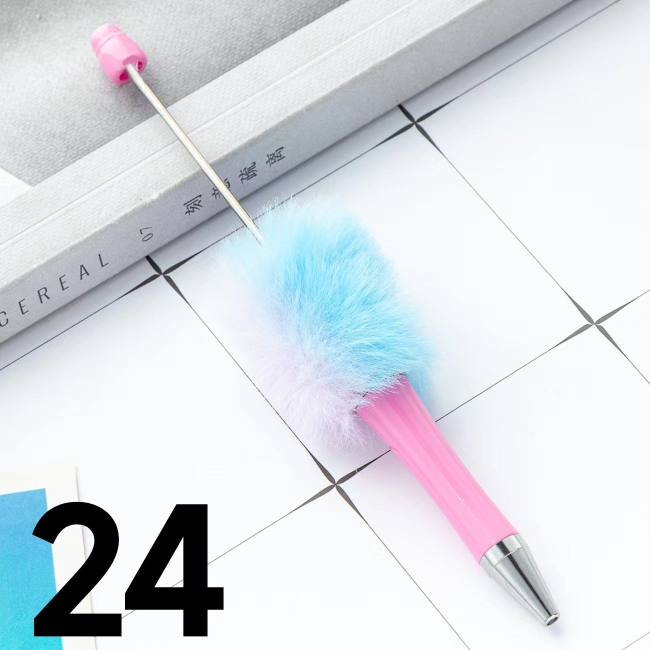 Colored Fluffy Furry Beadable Beaded pen (in the between )