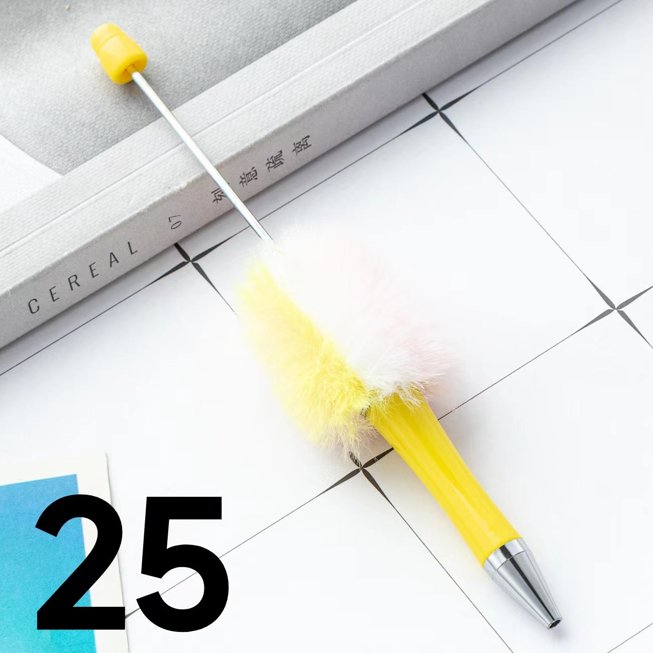 Colored Fluffy Furry Beadable Beaded pen (in the between )