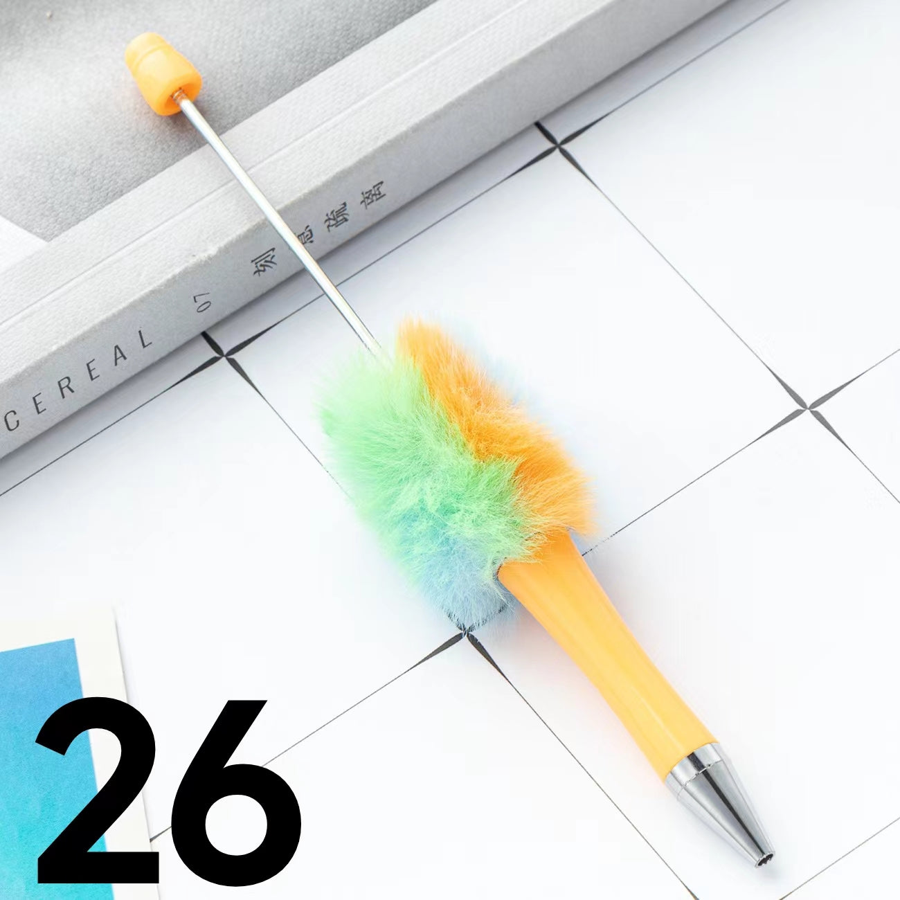 Colored Fluffy Furry Beadable Beaded pen (in the between )