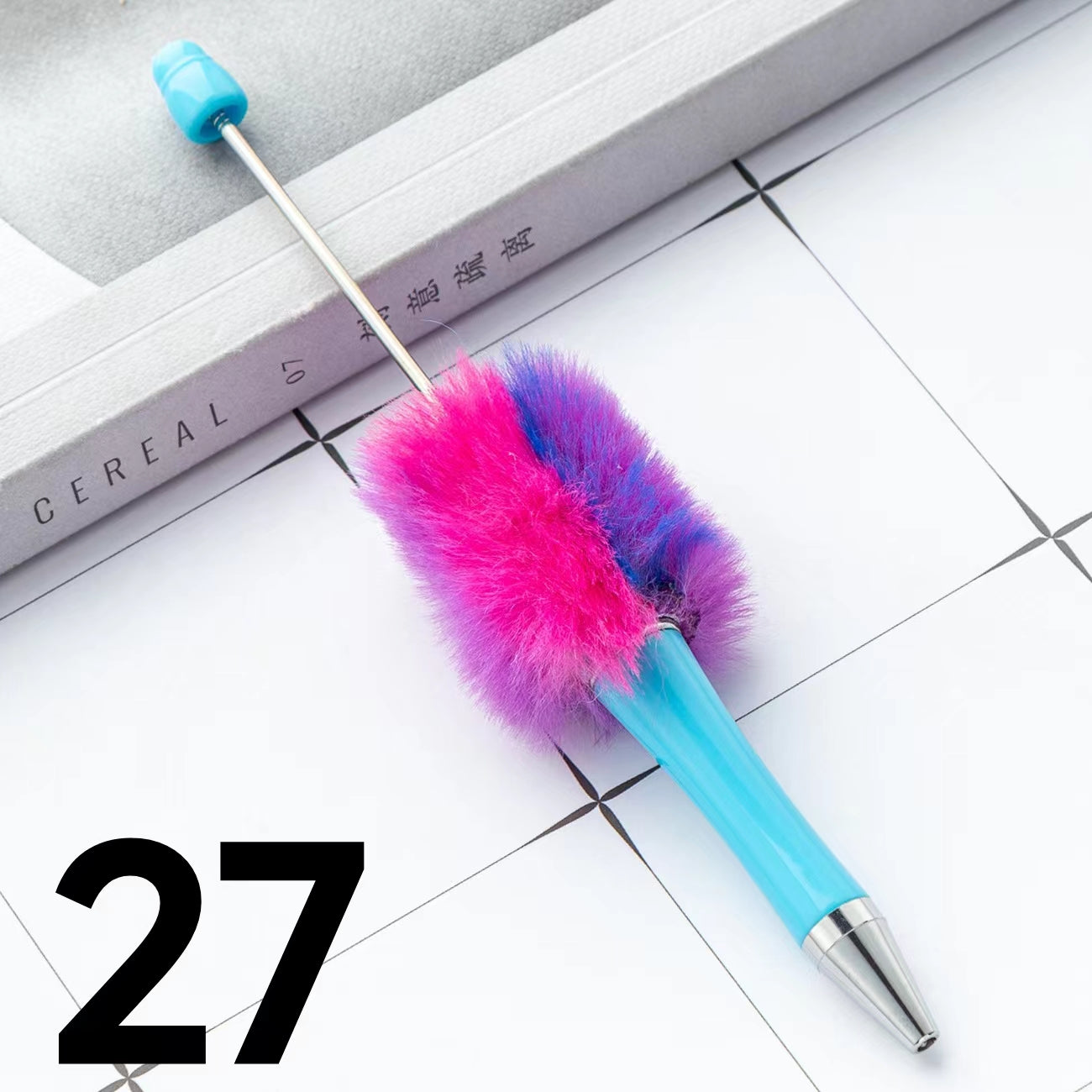 Colored Fluffy Furry Beadable Beaded pen (in the between )