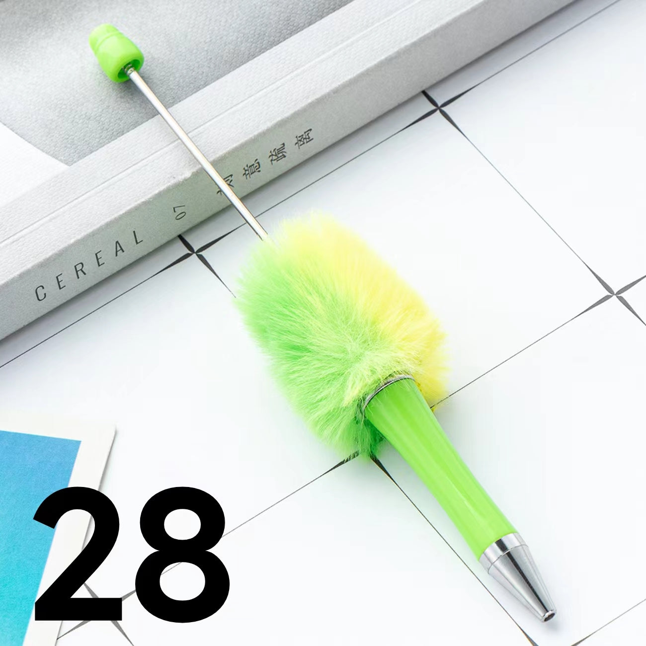 Colored Fluffy Furry Beadable Beaded pen (in the between )