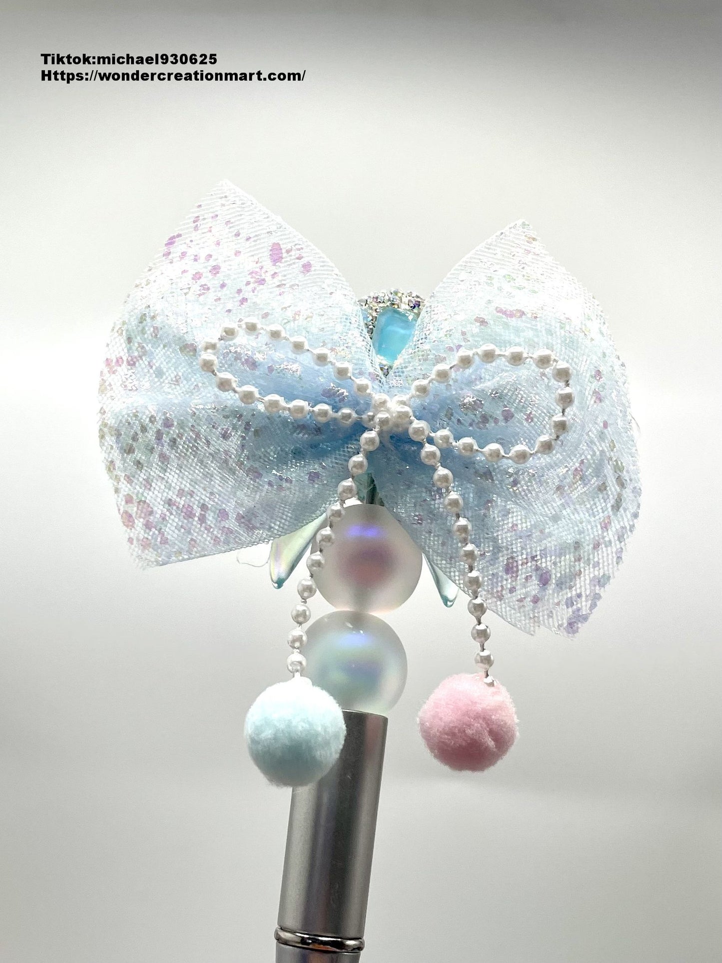 textile bow Lace Bowknot with Clear Bowknot and Heart Love Crystal Rhinestones,Random Mix