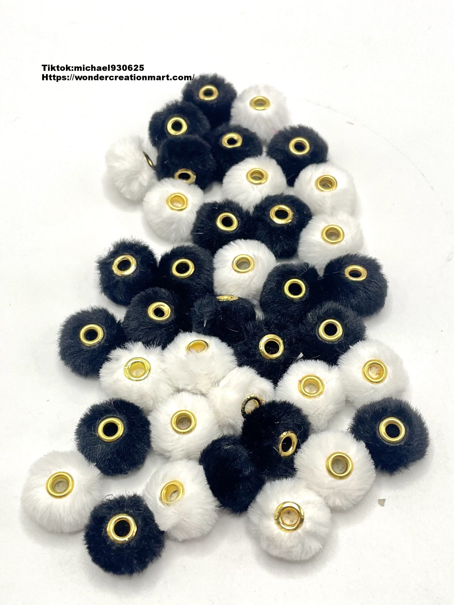 Fuzzy Spacer Pom Pom Flutty Hard With Downy Beads and Random Mix,16mm Optional Color