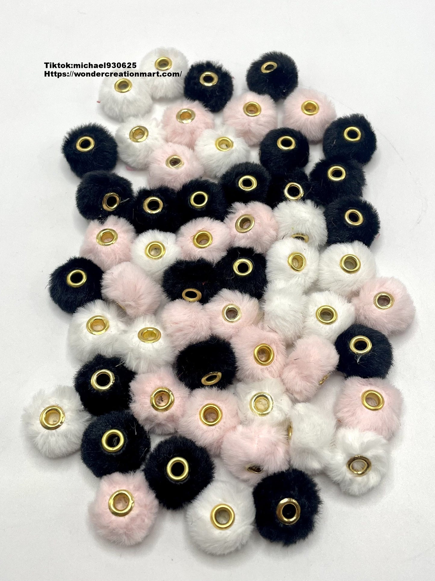 Fuzzy Spacer Pom Pom Flutty Hard With Downy Beads and Random Mix,16mm Optional Color