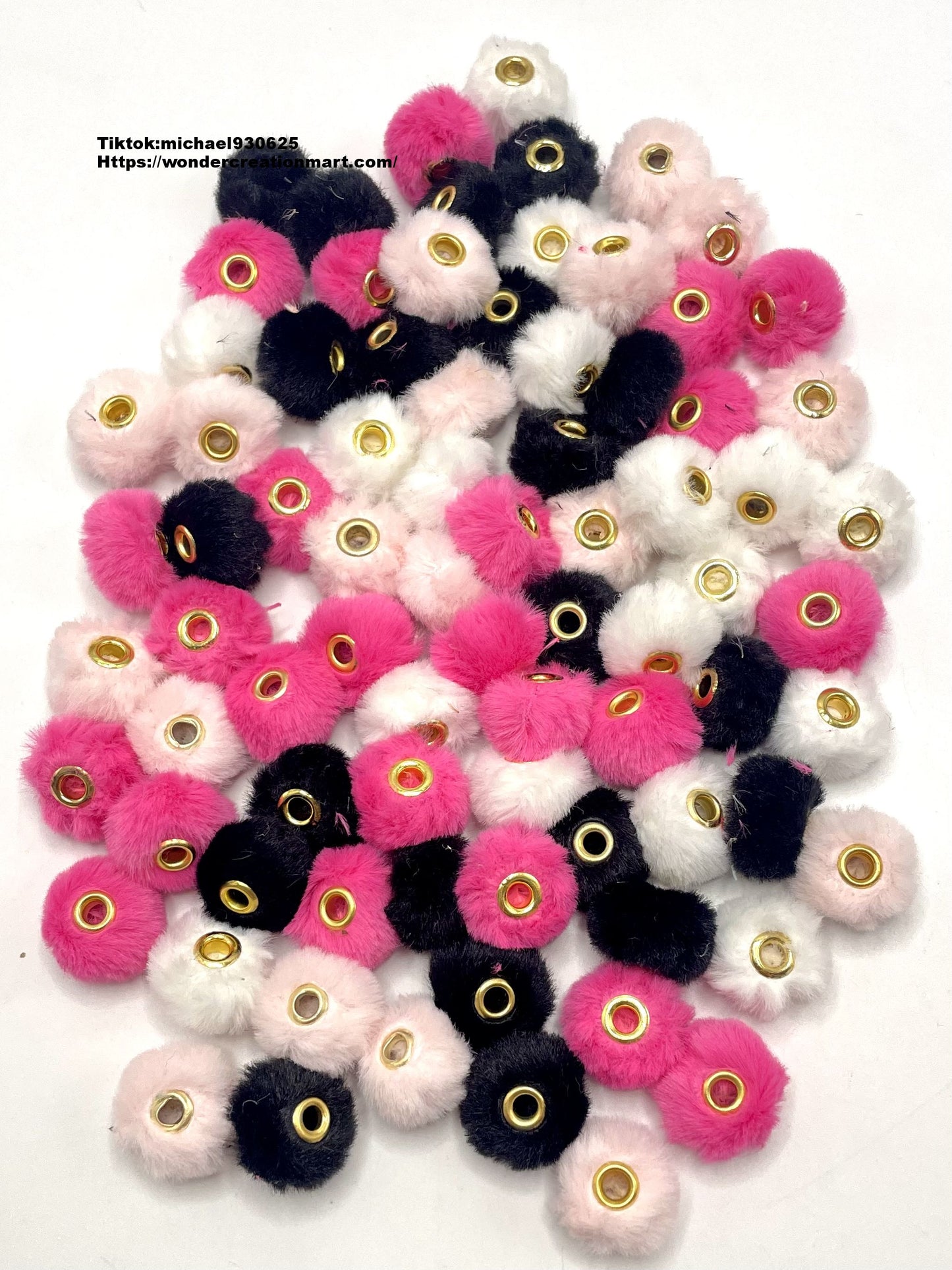 Fuzzy Spacer Pom Pom Flutty Hard With Downy Beads and Random Mix,16mm Optional Color