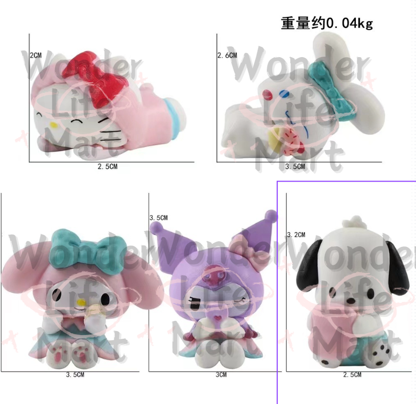 Sanri sleep Wink Series Pen Topper and Characters (Without Hole), Random Mix