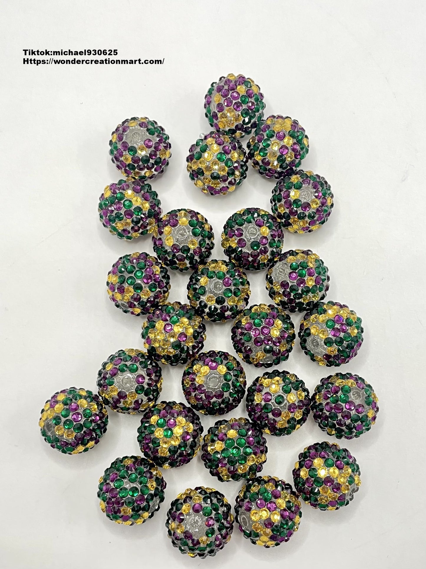 Rhinestones Bead Multi-colored Rhinestones with Clear Acrylic Beads,Random Mix,20mm (optional Color)
