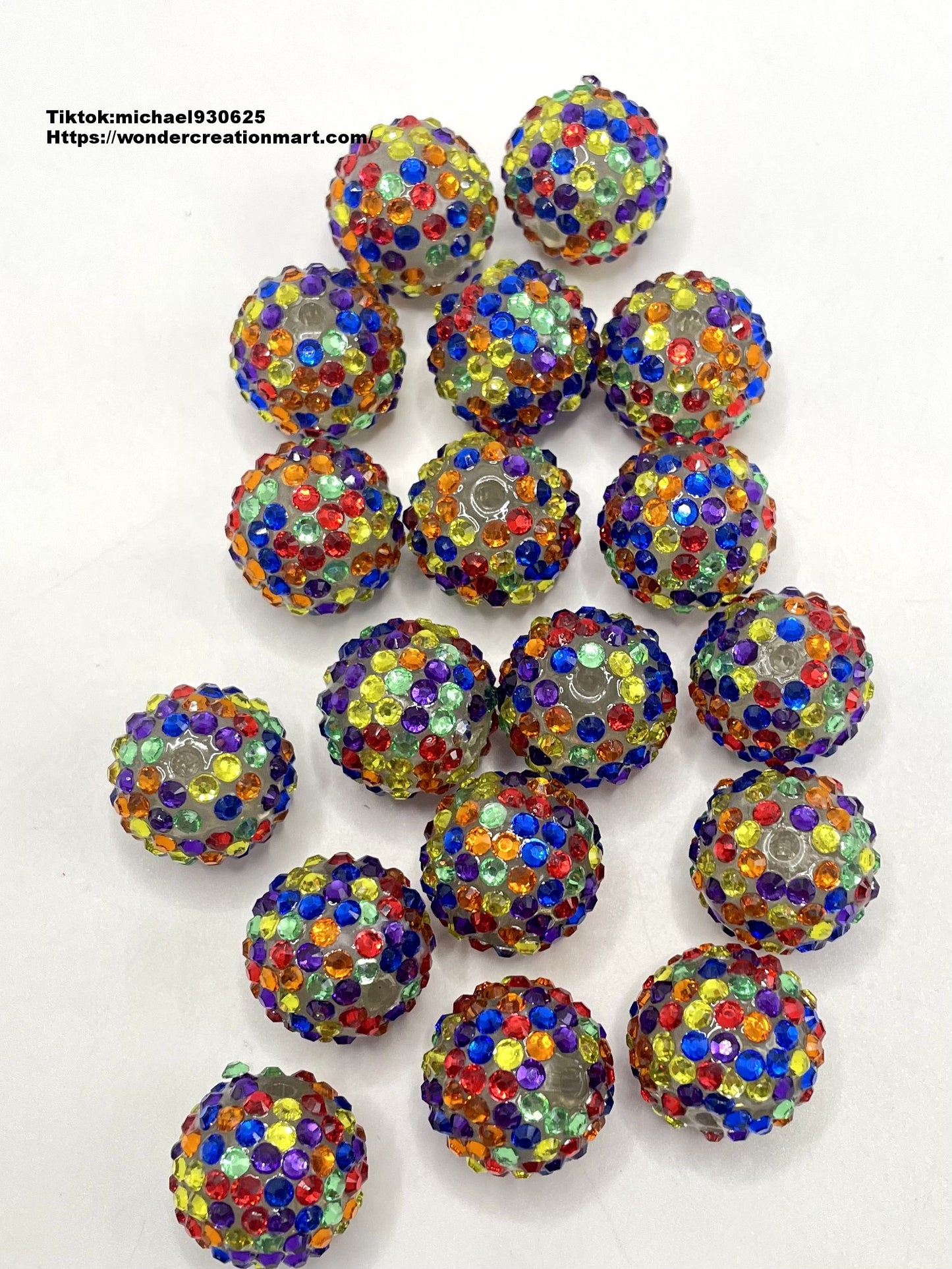 Rhinestones Bead Multi-colored Rhinestones with Clear Acrylic Beads,Random Mix,20mm (optional Color)