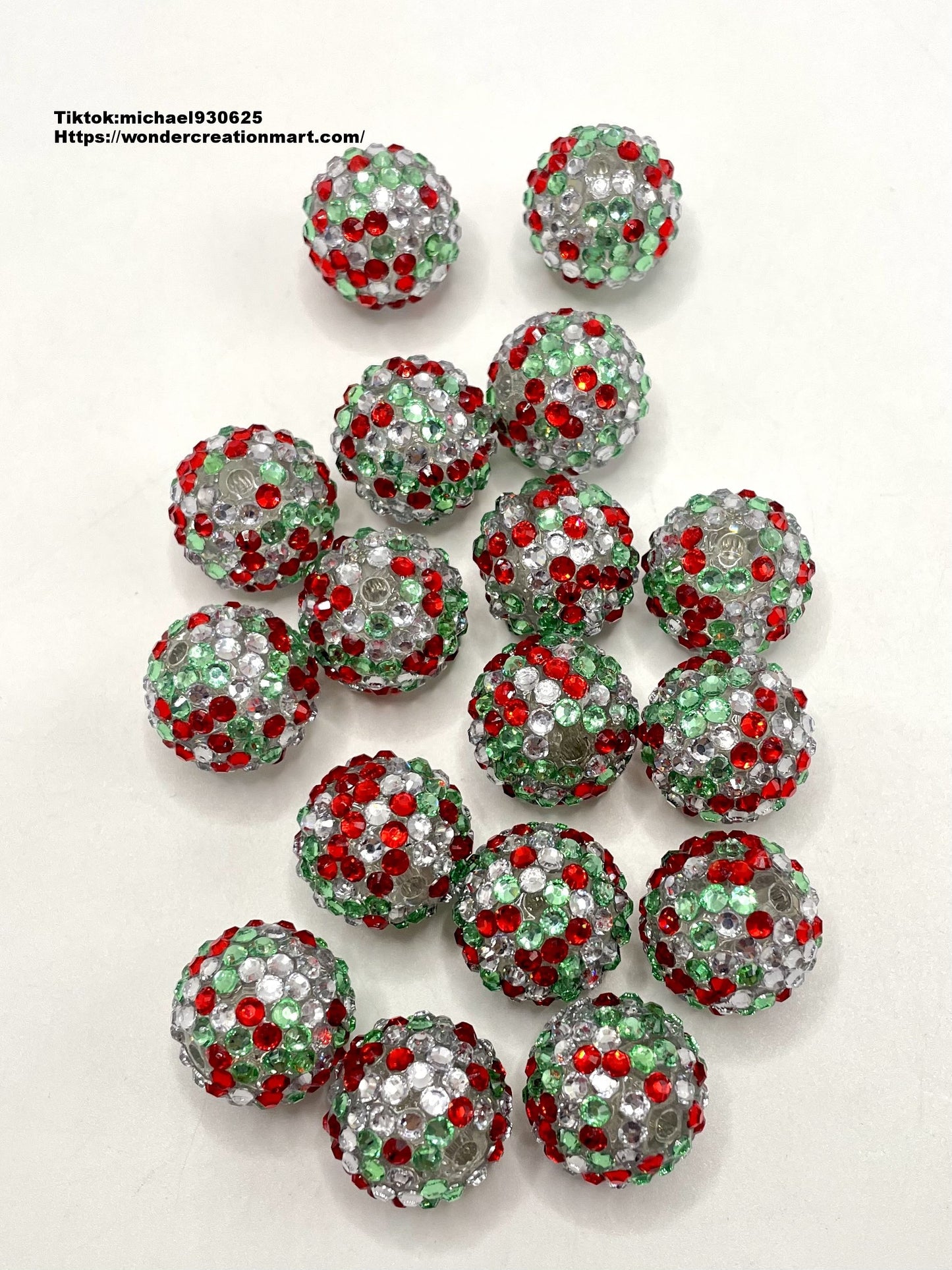 Rhinestones Bead Multi-colored Rhinestones with Clear Acrylic Beads,Random Mix,20mm (optional Color)