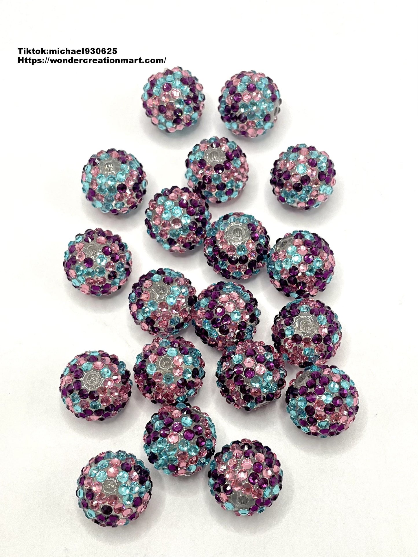 Rhinestones Bead Multi-colored Rhinestones with Clear Acrylic Beads,Random Mix,20mm (optional Color)