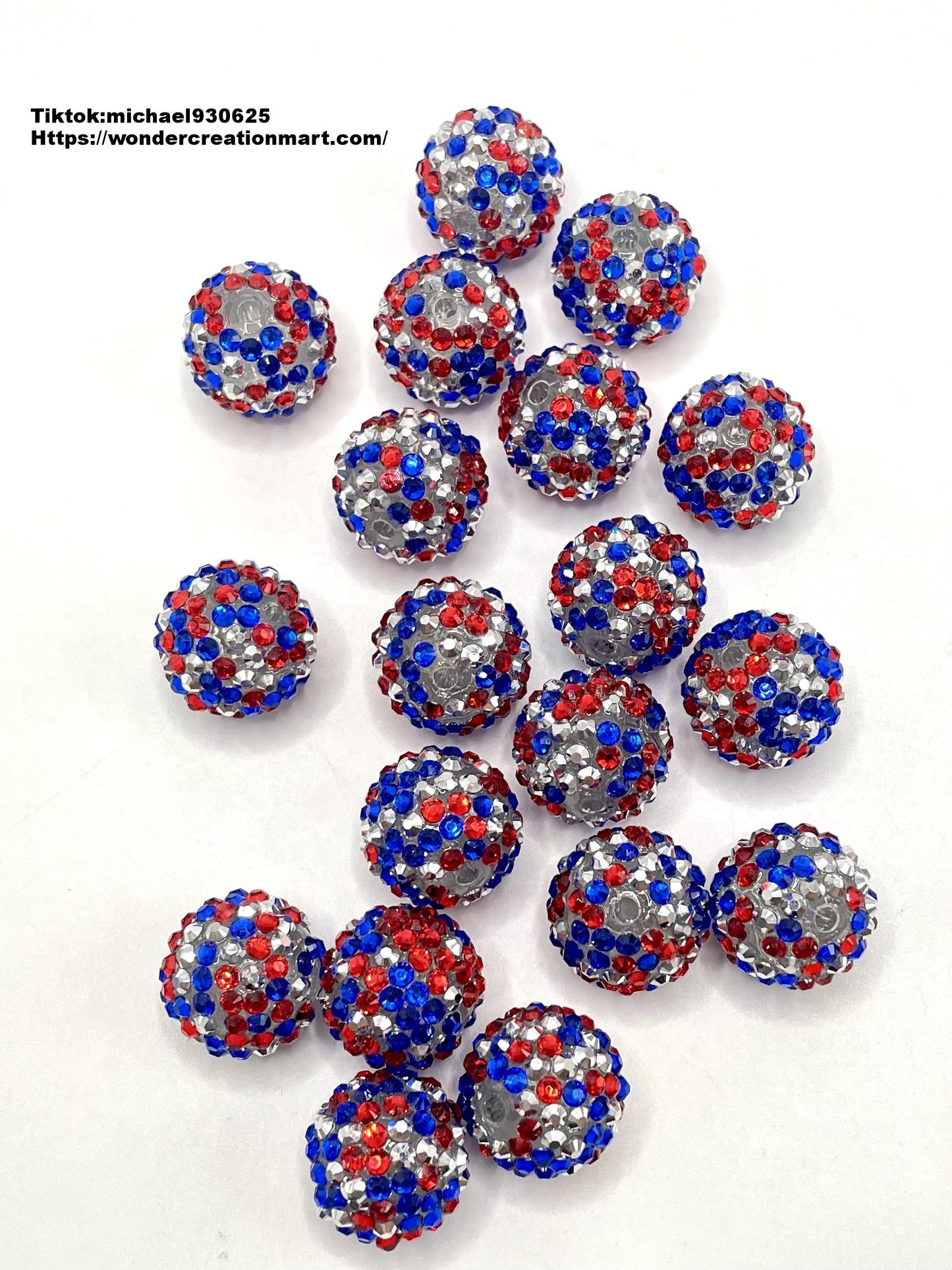 Rhinestones Bead Multi-colored Rhinestones with Clear Acrylic Beads,Random Mix,20mm (optional Color)