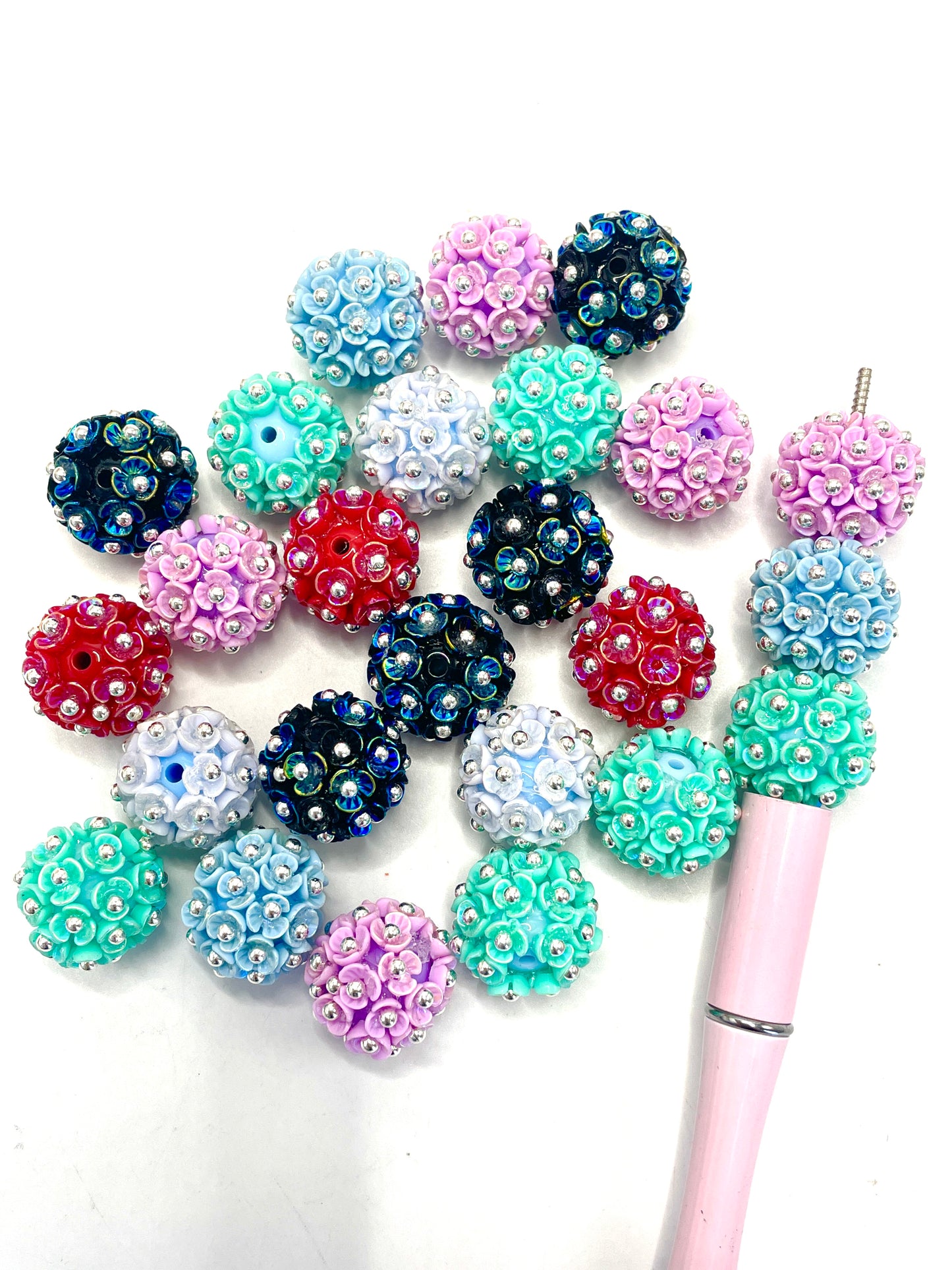 acrylic bead three petal flower bead Metallic pearl bead Fancy-546