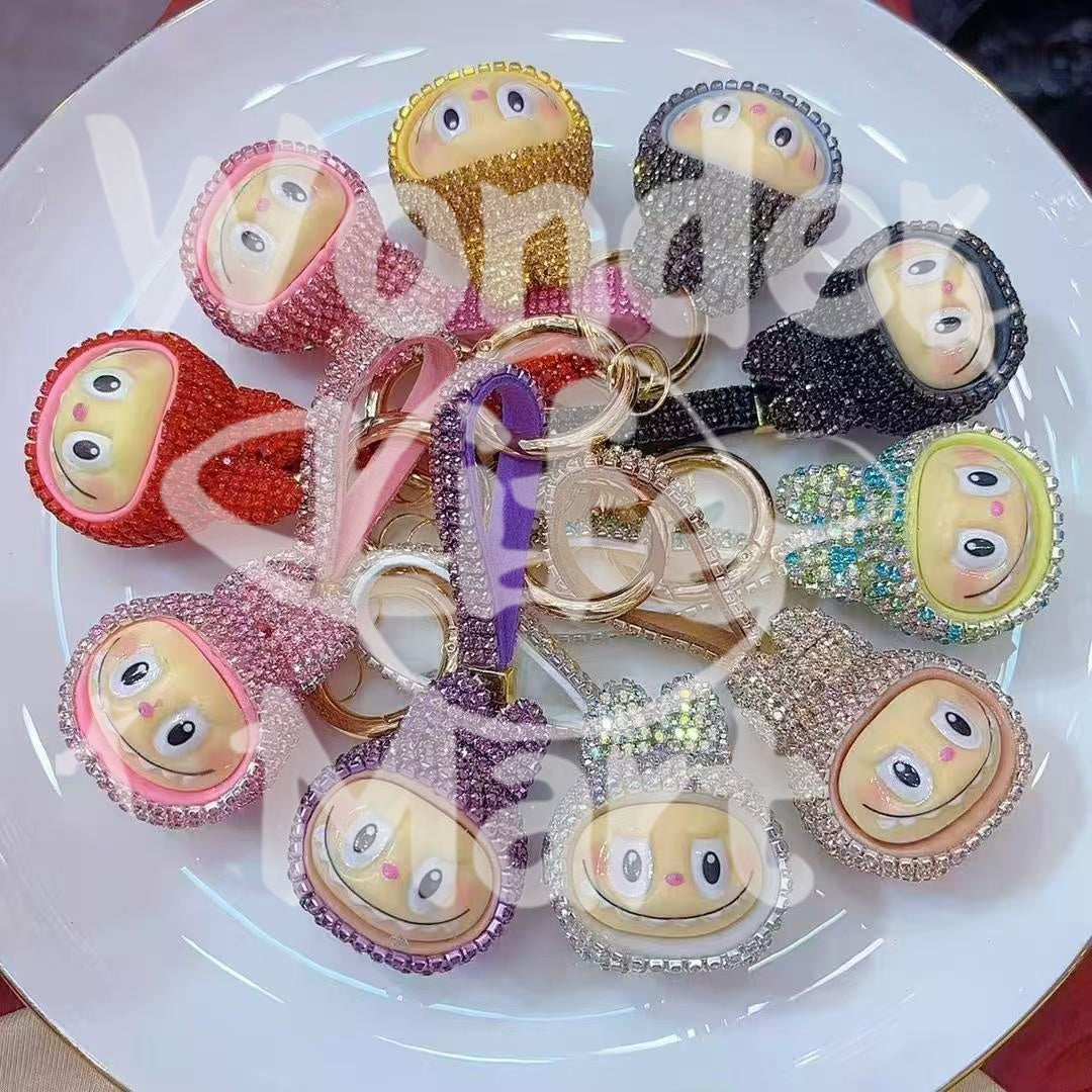 LABUBU diy keychains diy figurine pendant key chain Cartoon Q-style doll backpack pendant