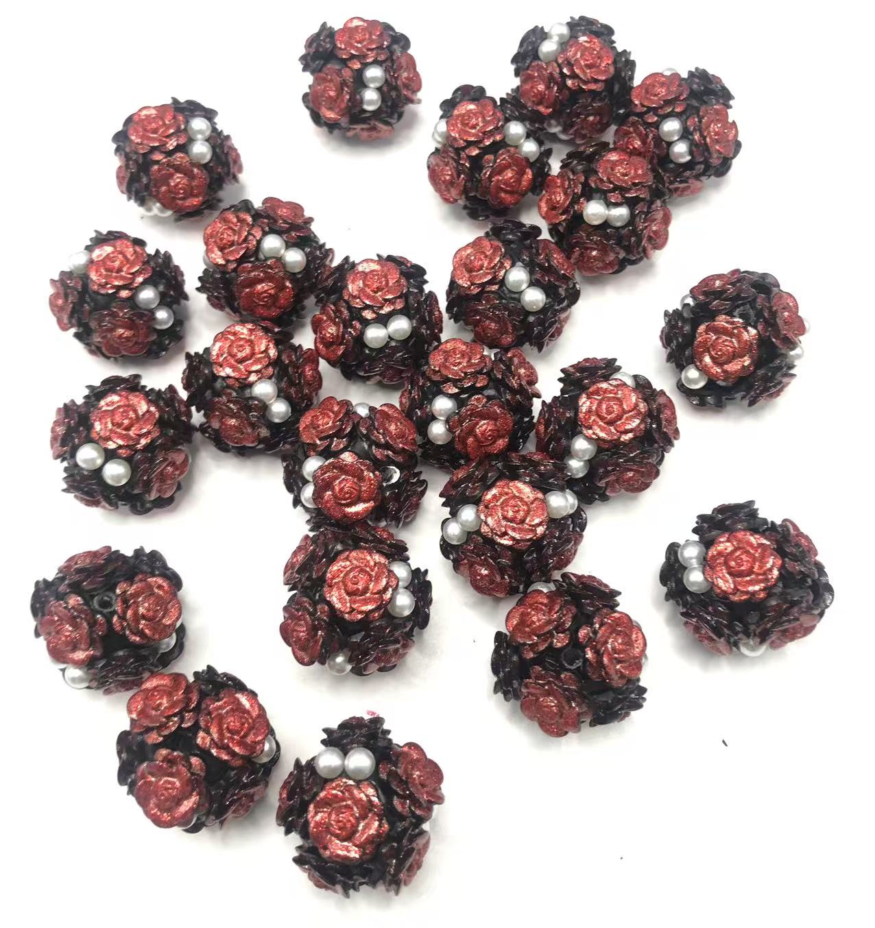 Clay beads Clay flower beads glitter Flowers and Pearls String beads Random Mix