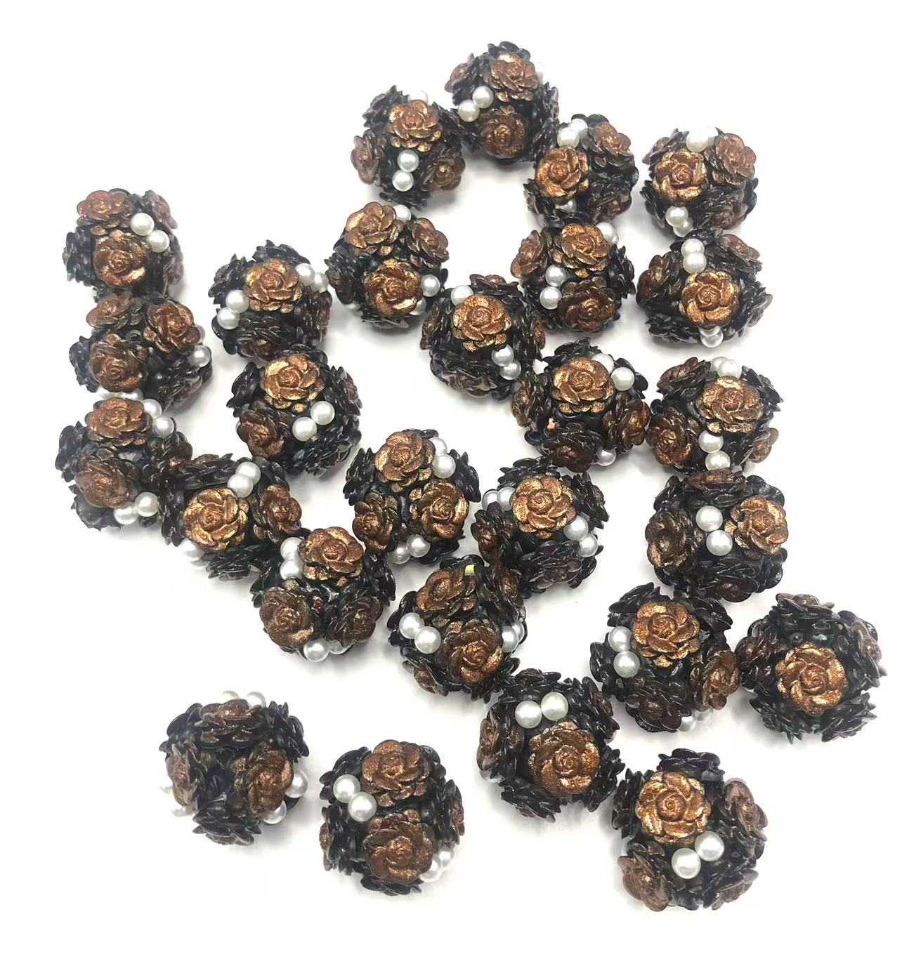Clay beads Clay flower beads glitter Flowers and Pearls String beads Random Mix