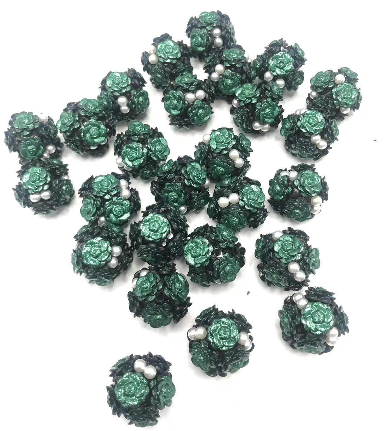 Clay beads Clay flower beads glitter Flowers and Pearls String beads Random Mix
