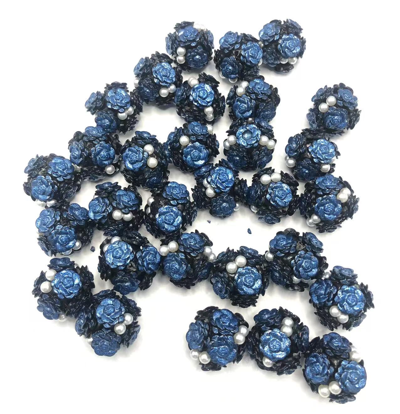Clay beads Clay flower beads glitter Flowers and Pearls String beads Random Mix