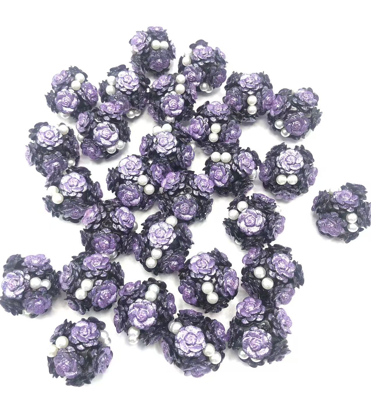 Clay beads Clay flower beads glitter Flowers and Pearls String beads Random Mix