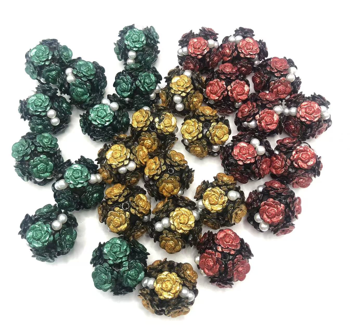 Clay beads Clay flower beads glitter Flowers and Pearls String beads Random Mix