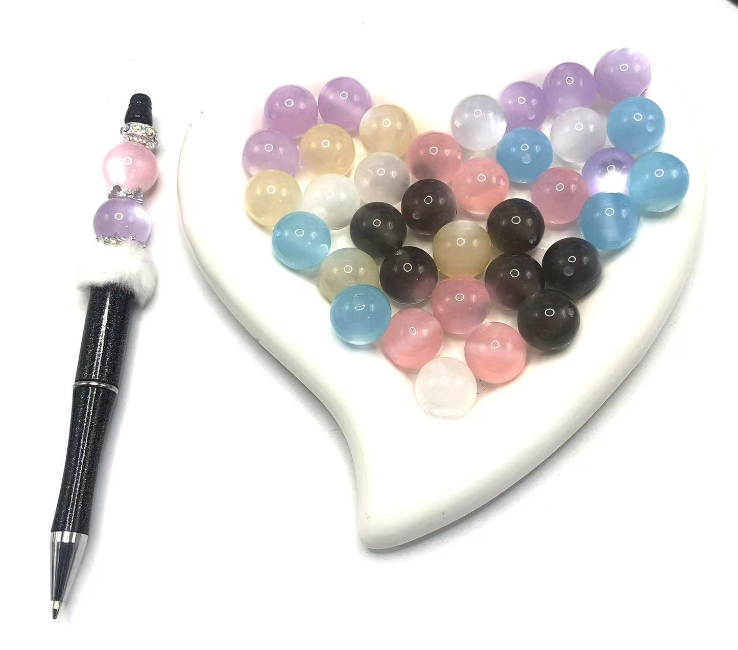 cat eye Acrylic beads glitter Multicolored cat's eye beads 16mm Random Mix