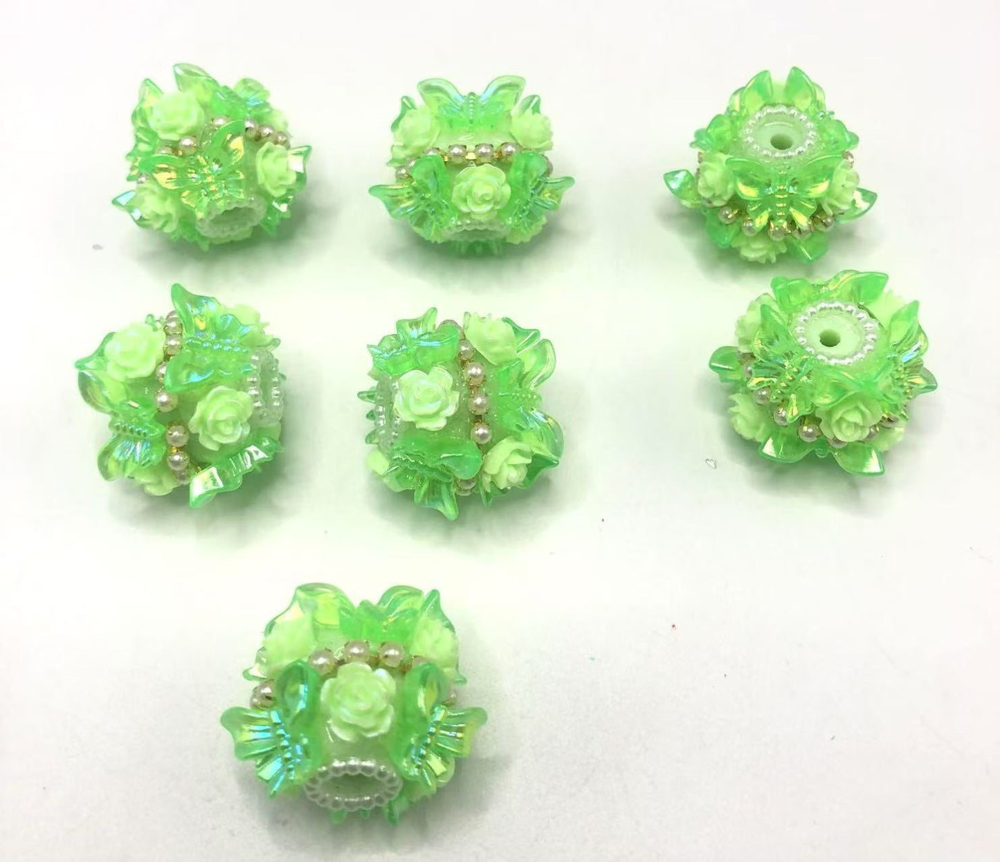 Butterfly Acrylic beads Butterflies with roses and pearls Multicolored beads Random Mix