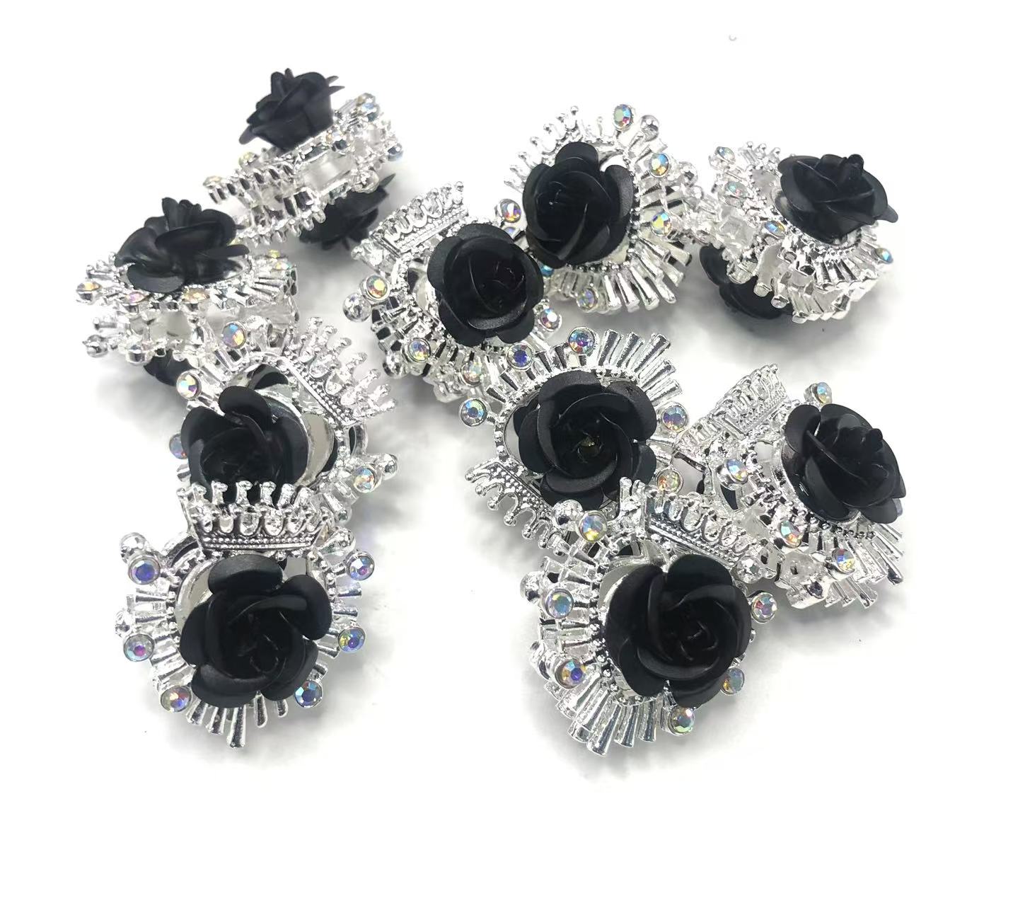 fancy alloy beads Metal rose flower beads glitter Multicolored roses 23mm Random Mix