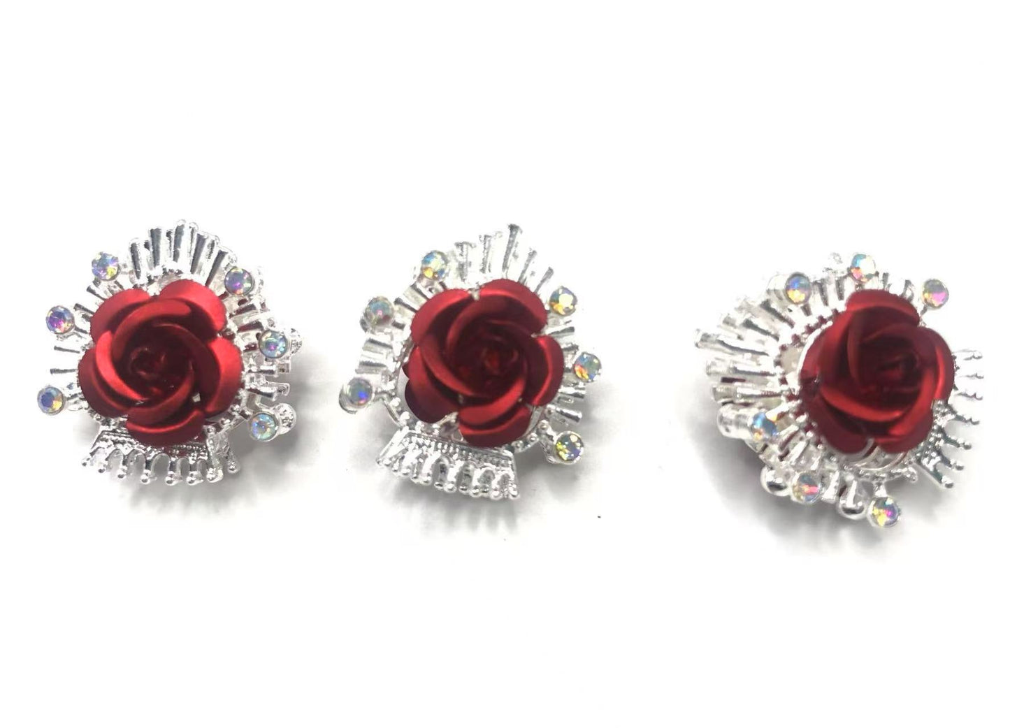 fancy alloy beads Metal rose flower beads glitter Multicolored roses 23mm Random Mix