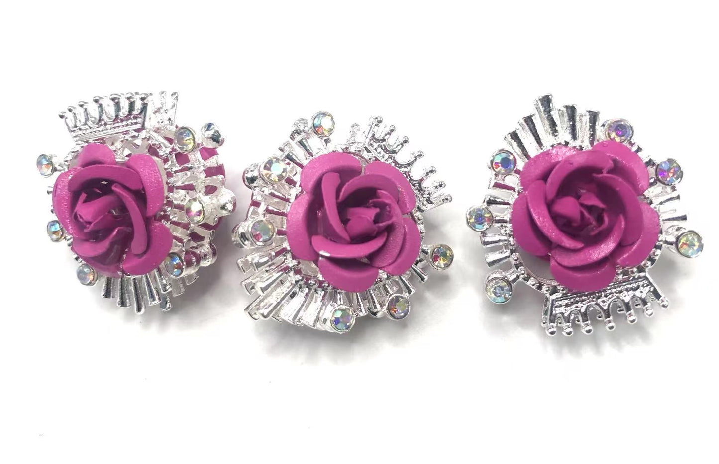 fancy alloy beads Metal rose flower beads glitter Multicolored roses 23mm Random Mix