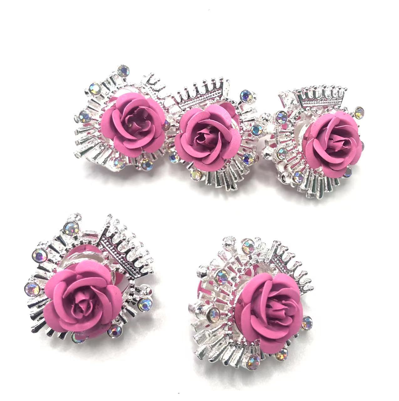 fancy alloy beads Metal rose flower beads glitter Multicolored roses 23mm Random Mix