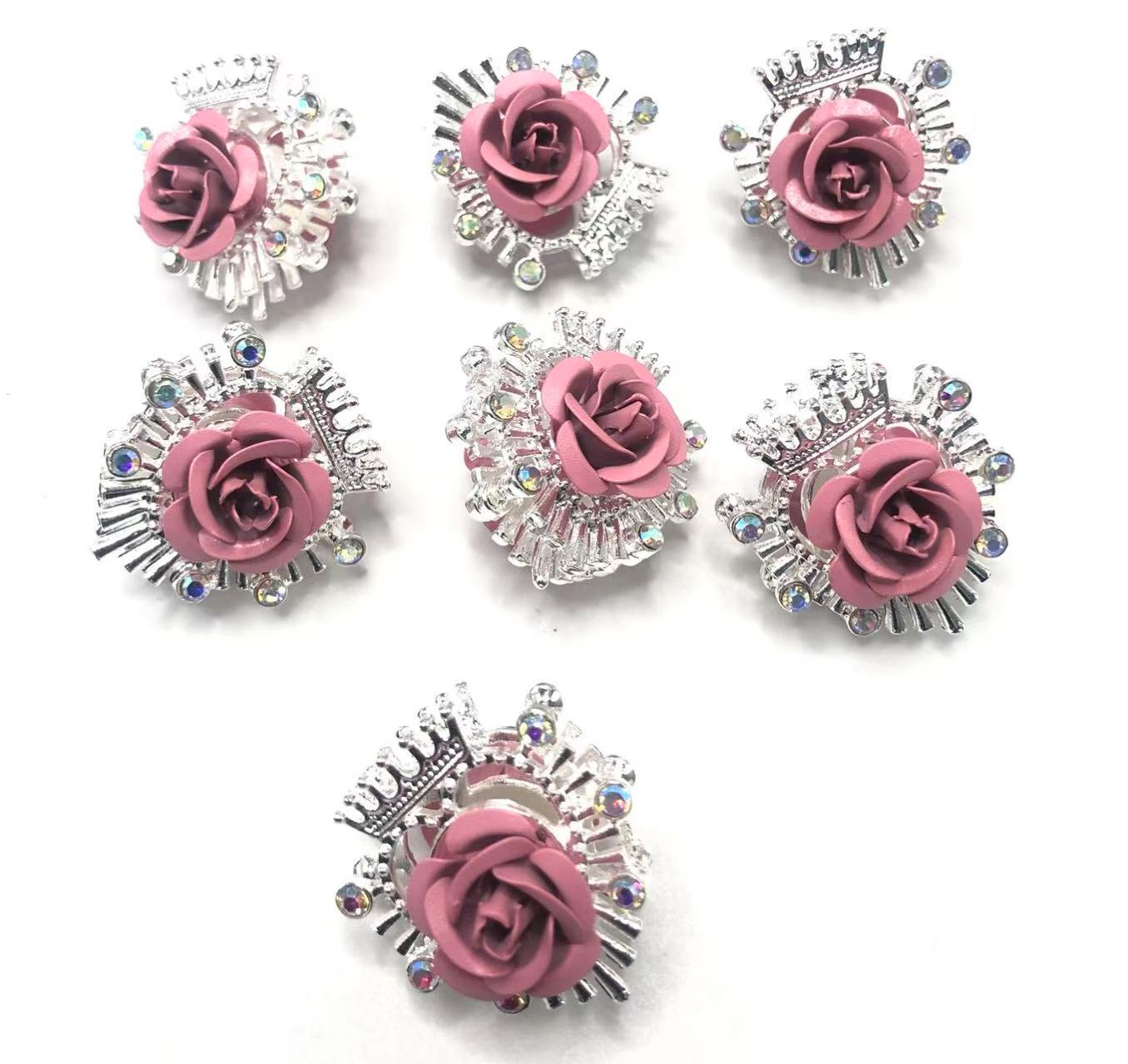fancy alloy beads Metal rose flower beads glitter Multicolored roses 23mm Random Mix