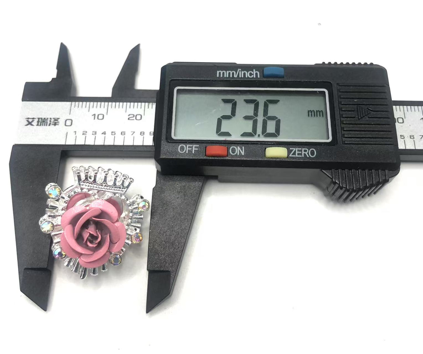 fancy alloy beads Metal rose flower beads glitter Multicolored roses 23mm Random Mix