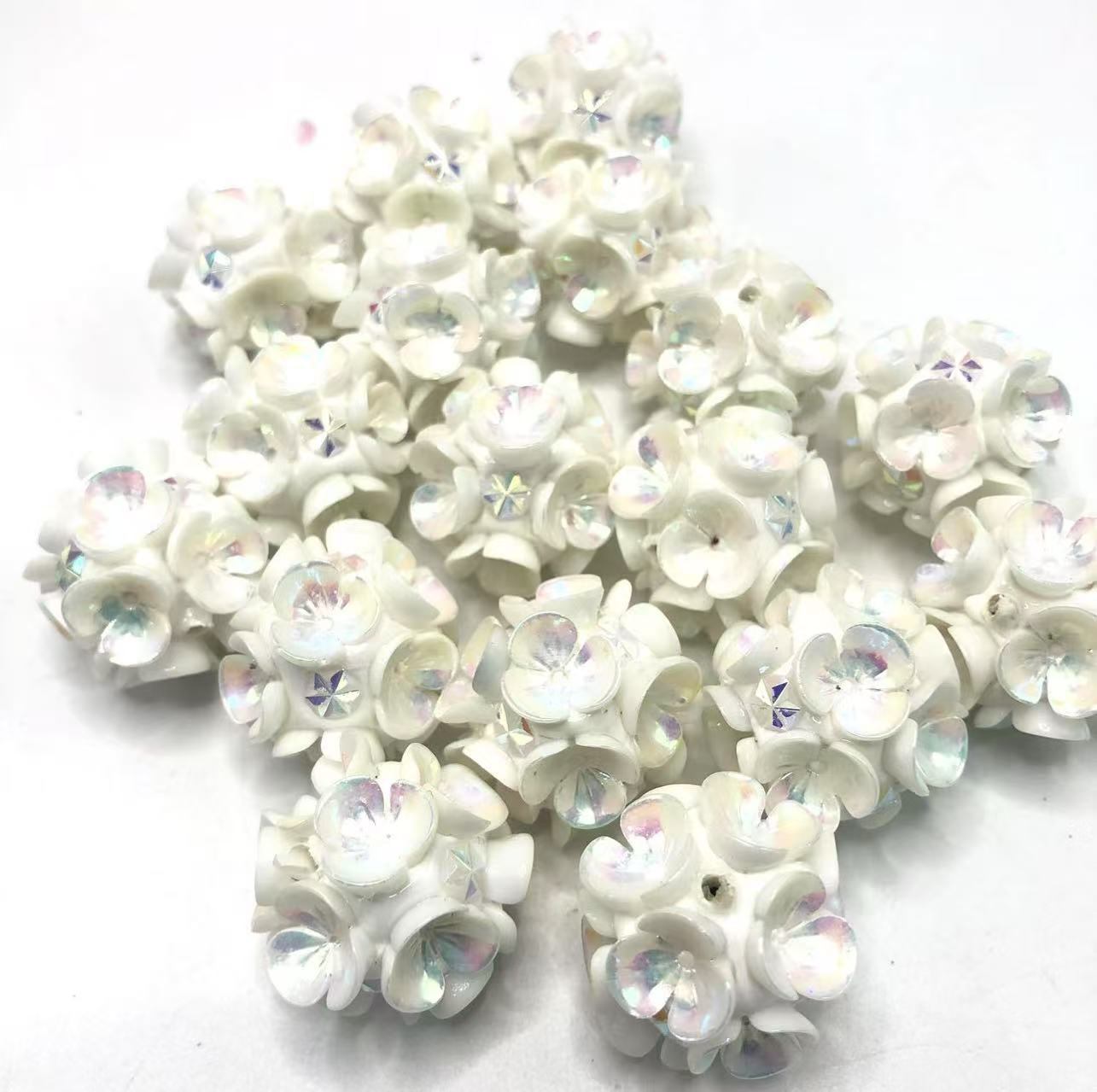 Clay flower beads rhinestone Multicolored flowers 21mm