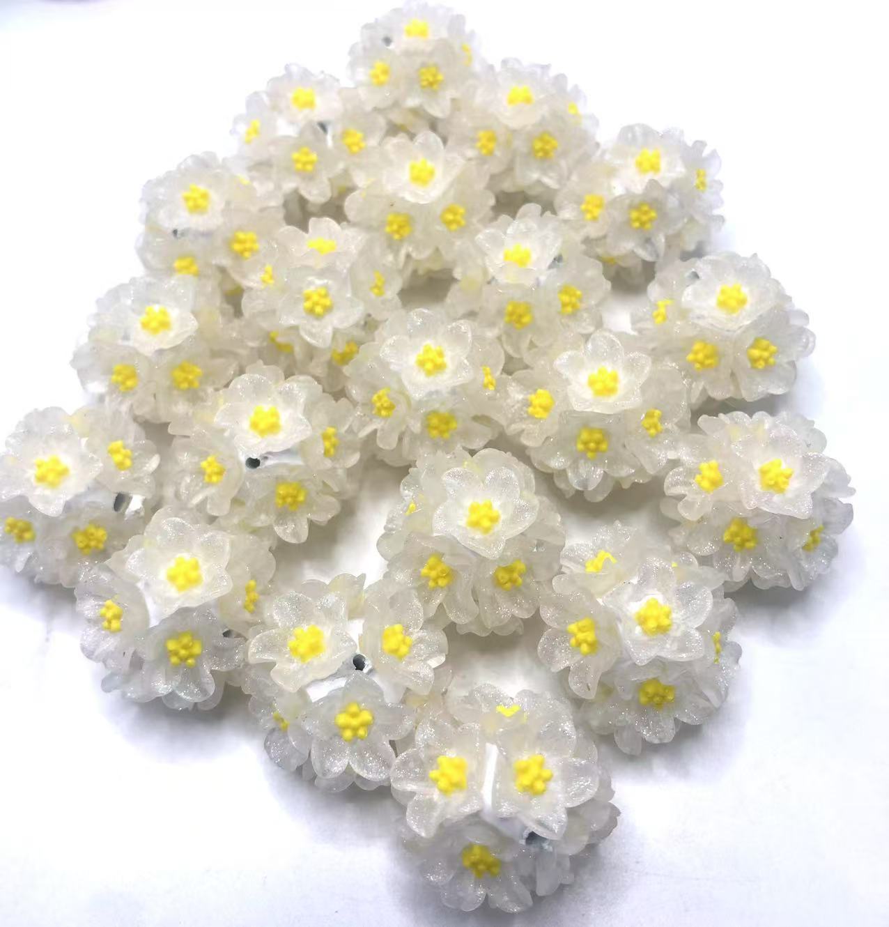 Flower beads Multicolored flower beads made of clay Clay beads Random Mix 24mm