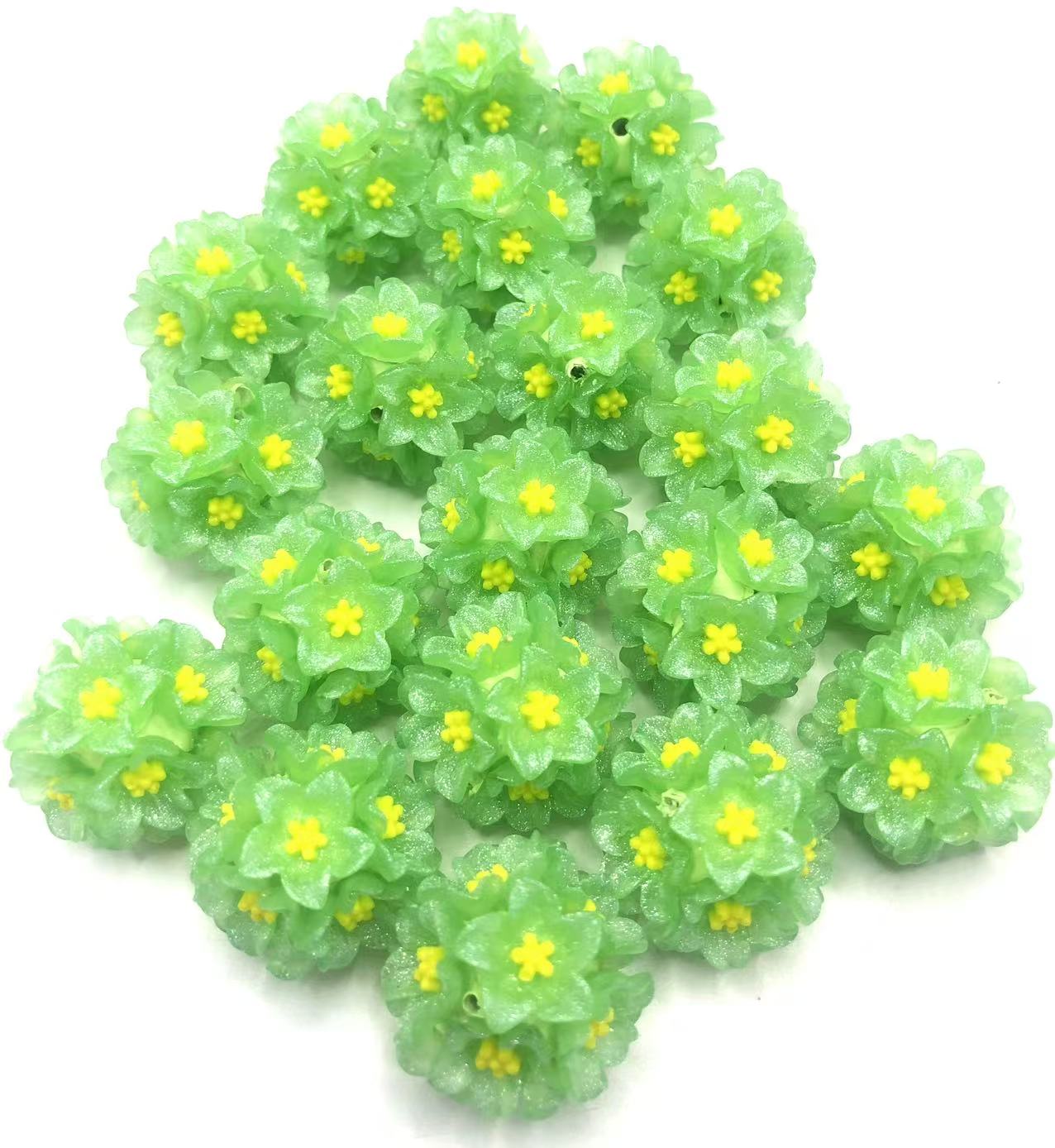 Flower beads Multicolored flower beads made of clay Clay beads Random Mix 24mm